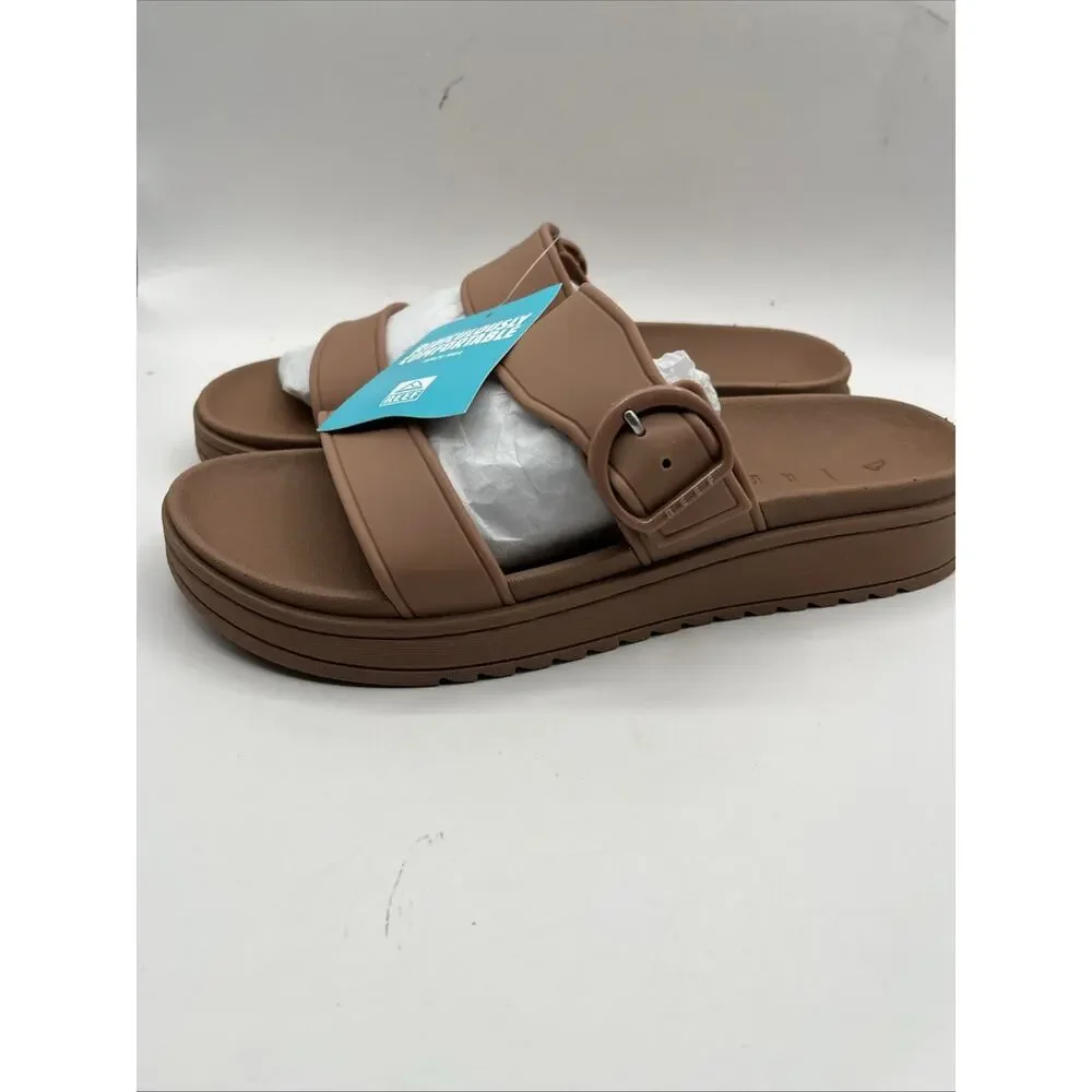 Reef Vista Capri Sandals Womens Slide Double Strap Comfort Sz US 10 Tan Brown - Picture 3 of 10
